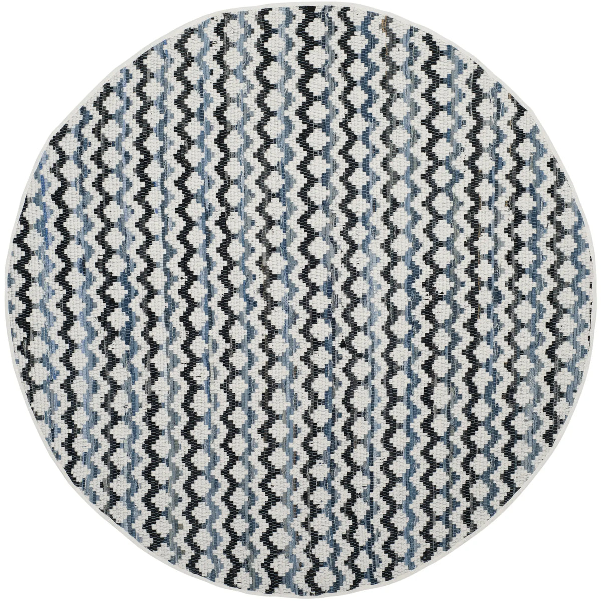 Safavieh Montauk 6'-0" x 6'-0" Rug in Ivory Blue / Black