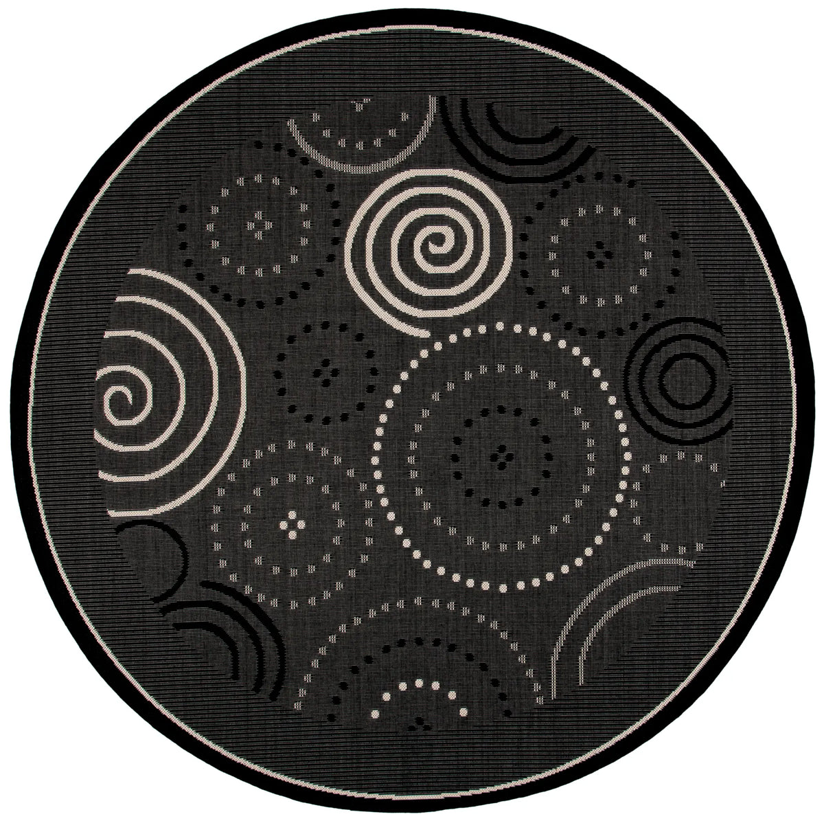 Safavieh Courtyard 6'-7" x 6'-7" Rug in Black / Sand