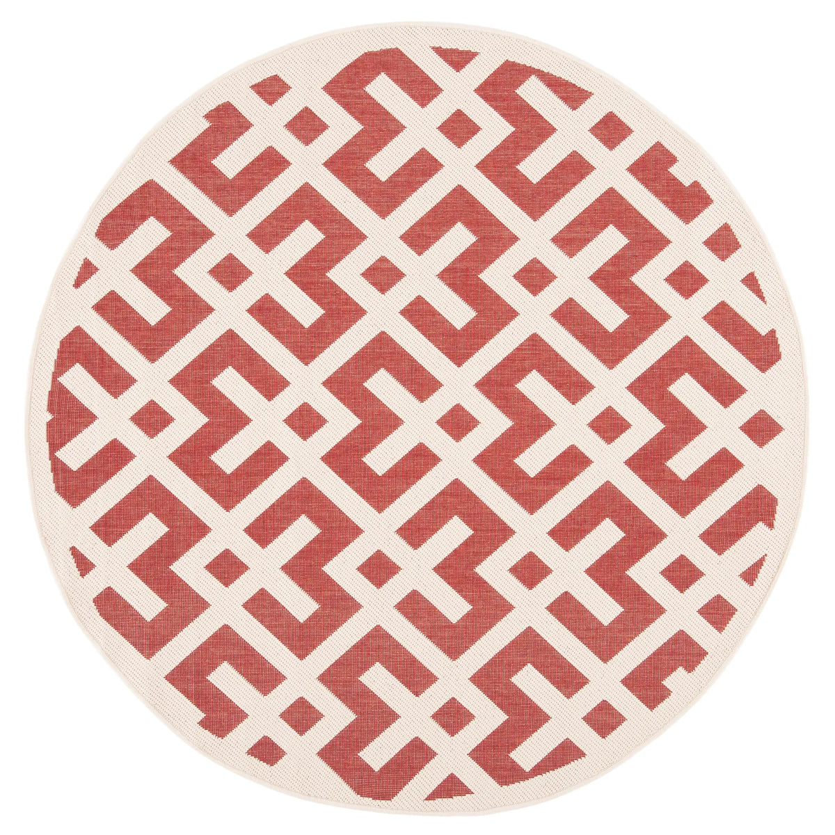 Safavieh Courtyard 5'-3" x 5'-3" Rug in Red / Bone