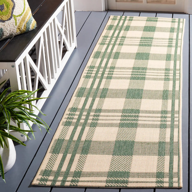 Safavieh Courtyard 2'-3" x 10'-0" Rug in Green / Beige
