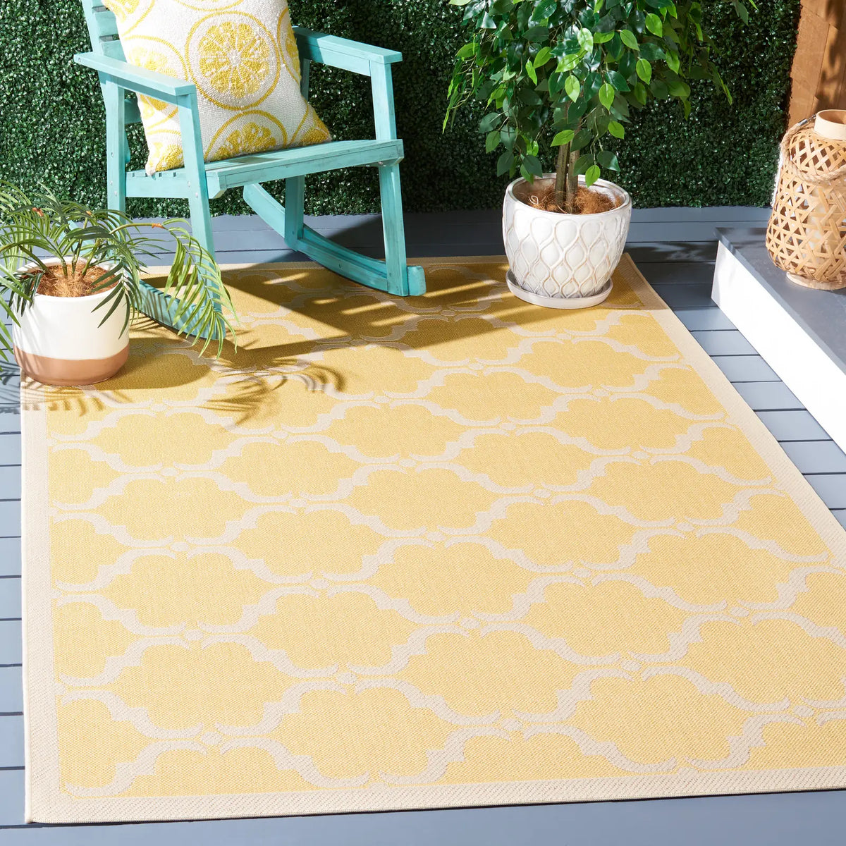 Safavieh Courtyard 5'-3" x 7'-7" Rug in Yellow / Beige