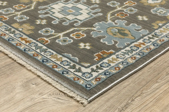 Oriental Weavers Sphinx KEIRA KEI01 Grey Floral Rugs - corner detail