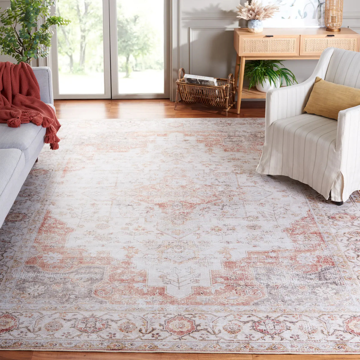 Safavieh Tucson 10'-0" x 14'-0" Rug in Light Grey / Rust