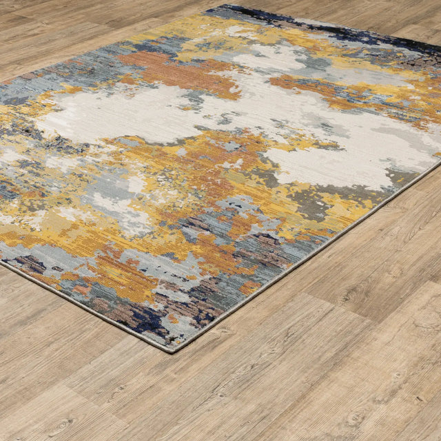 Oriental Weavers Sphinx Caravan 530V8 Yellow/ Blue Rugs - angle detail