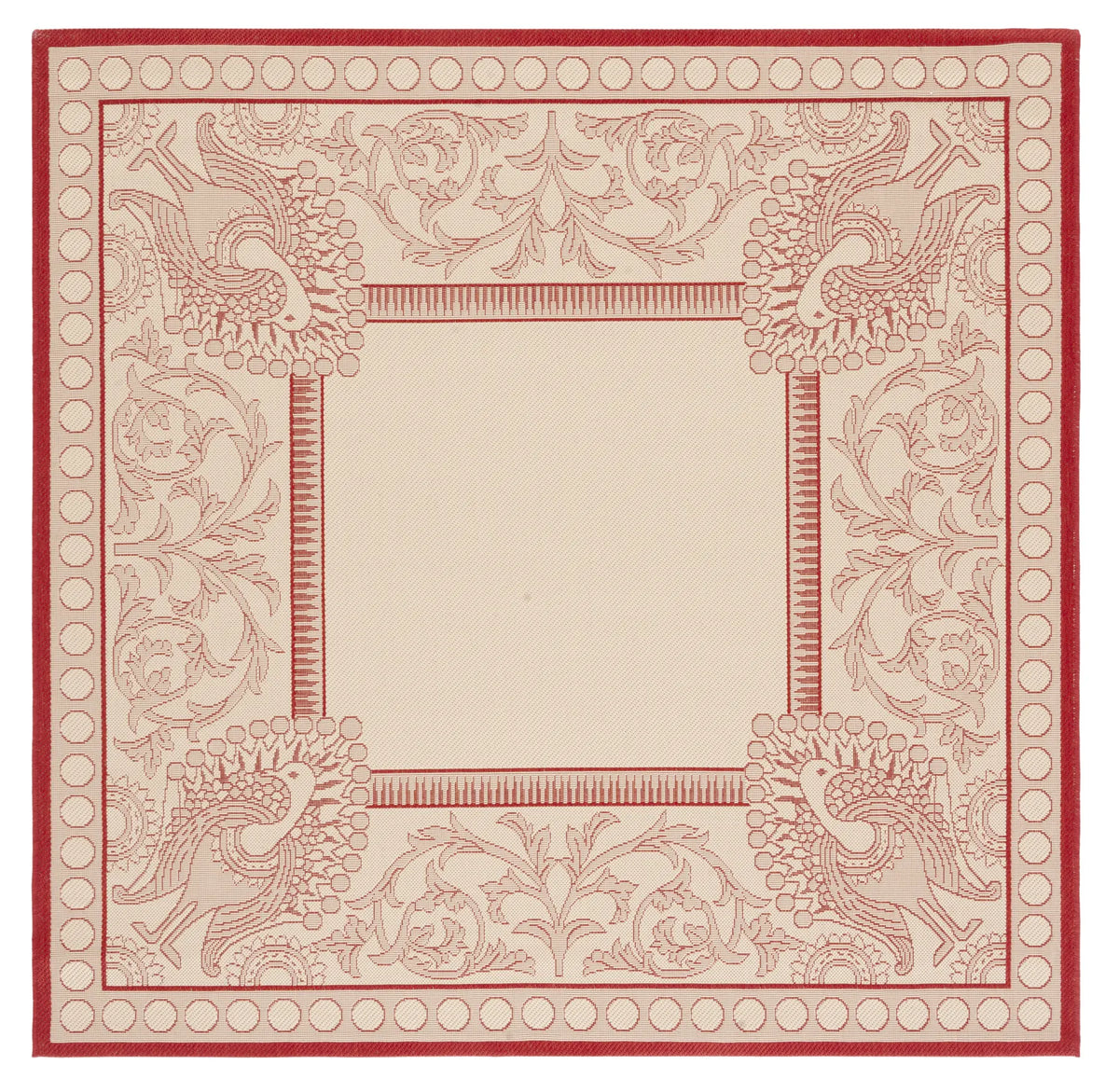 Safavieh Courtyard 6'-7" x 6'-7" Rug in Natural / Red
