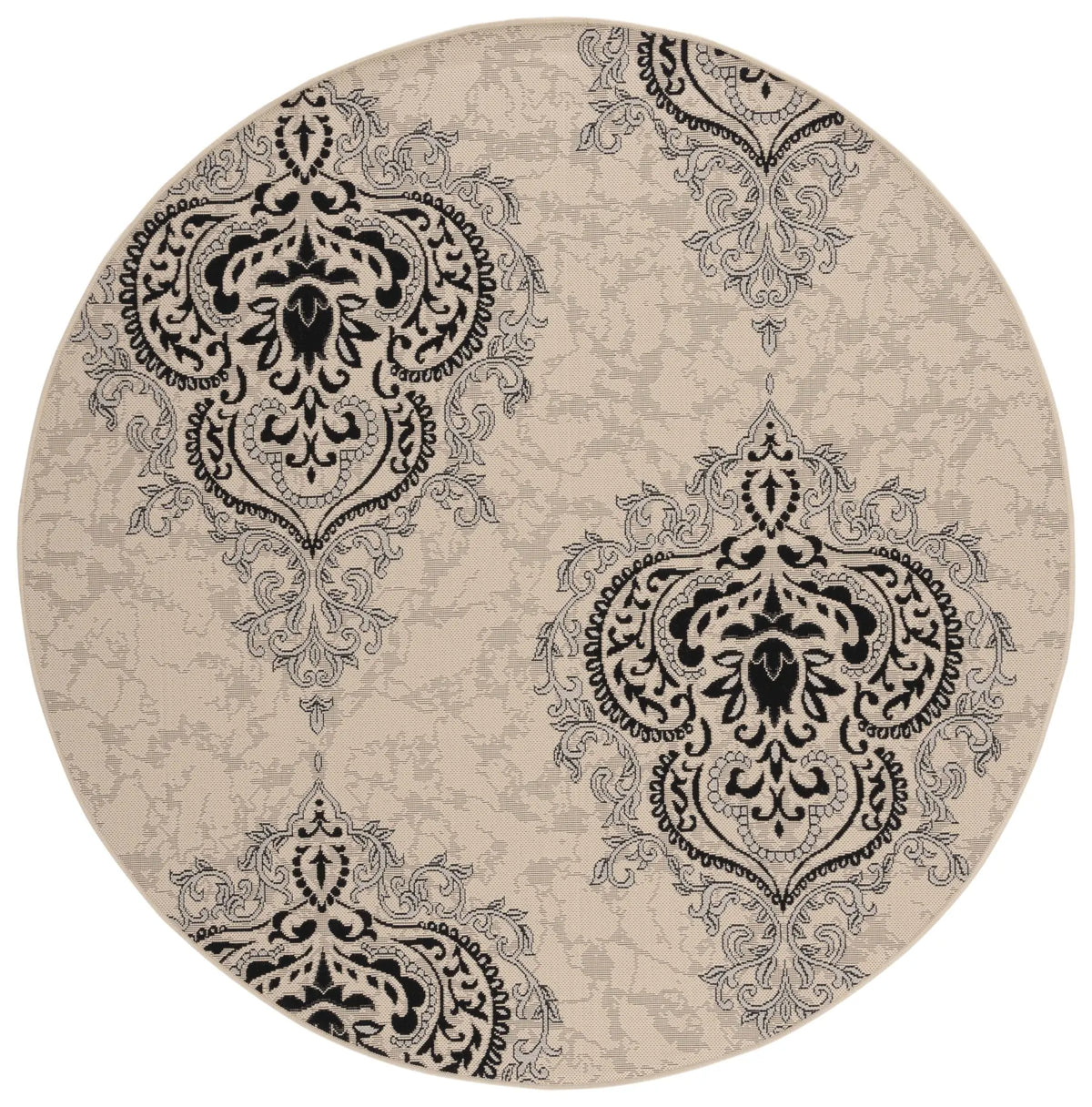 Safavieh Courtyard 5'-3" x 5'-3" Rug in Creme / Black