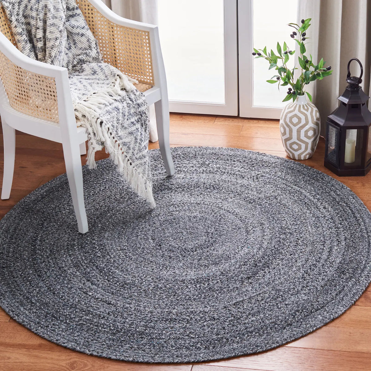 Safavieh Braided 5'-0" x 5'-0" Rug in Charcoal
