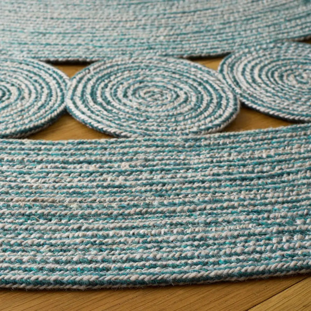 Safavieh Braided 5'-0" x 5'-0" Rug in Turquoise / Ivory