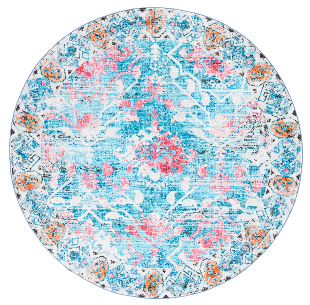 Safavieh Riviera 6'-7" x 6'-7" Rug in Light Blue / Pink
