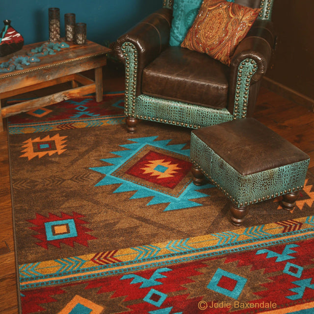American Dakota Whisky River Turquoise Rug