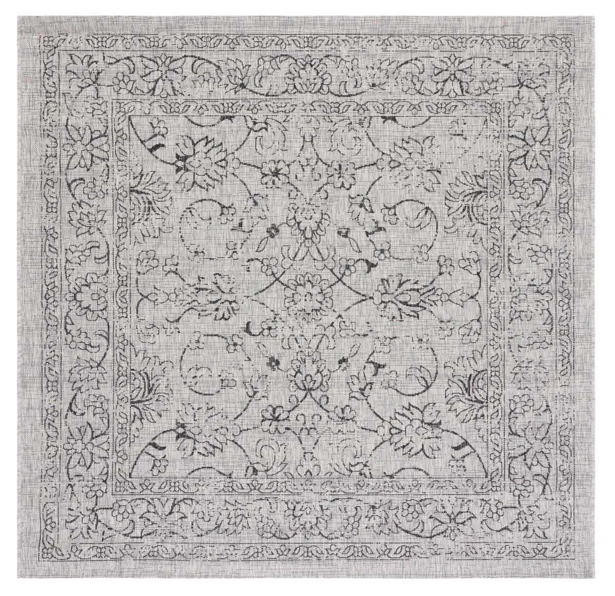 Safavieh Courtyard 6'-7" x 6'-7" Rug in Grey / Black