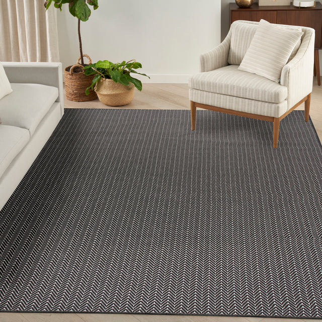 Nourison Horizon Indoor/Outdoor HOZ02 Black Contemporary Area Rugs