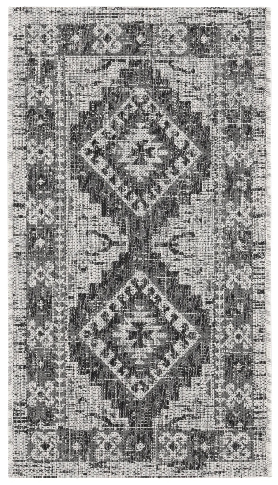 Safavieh Courtyard 2'-0" x 3'-7" Rug in Light Grey / Charcoal