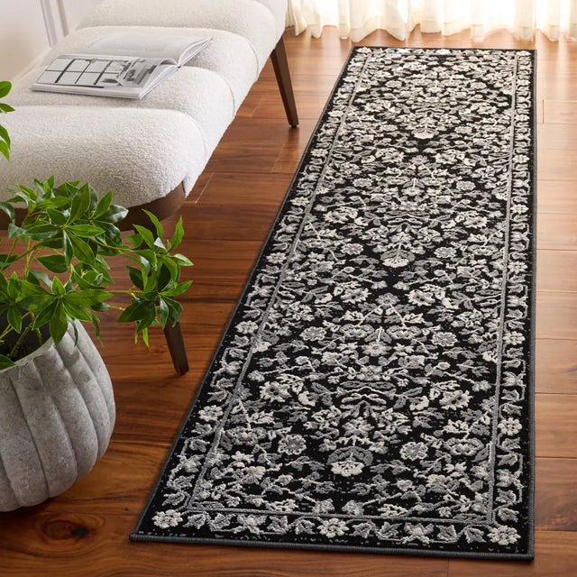 Safavieh Cameron 2'-2" x 8'-0" Rug in Black / Ivory