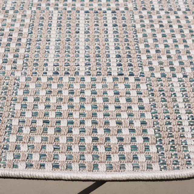 Safavieh Sisal All-Weather 6'-7" x 6'-7" Rug in Aqua / Beige Ivory