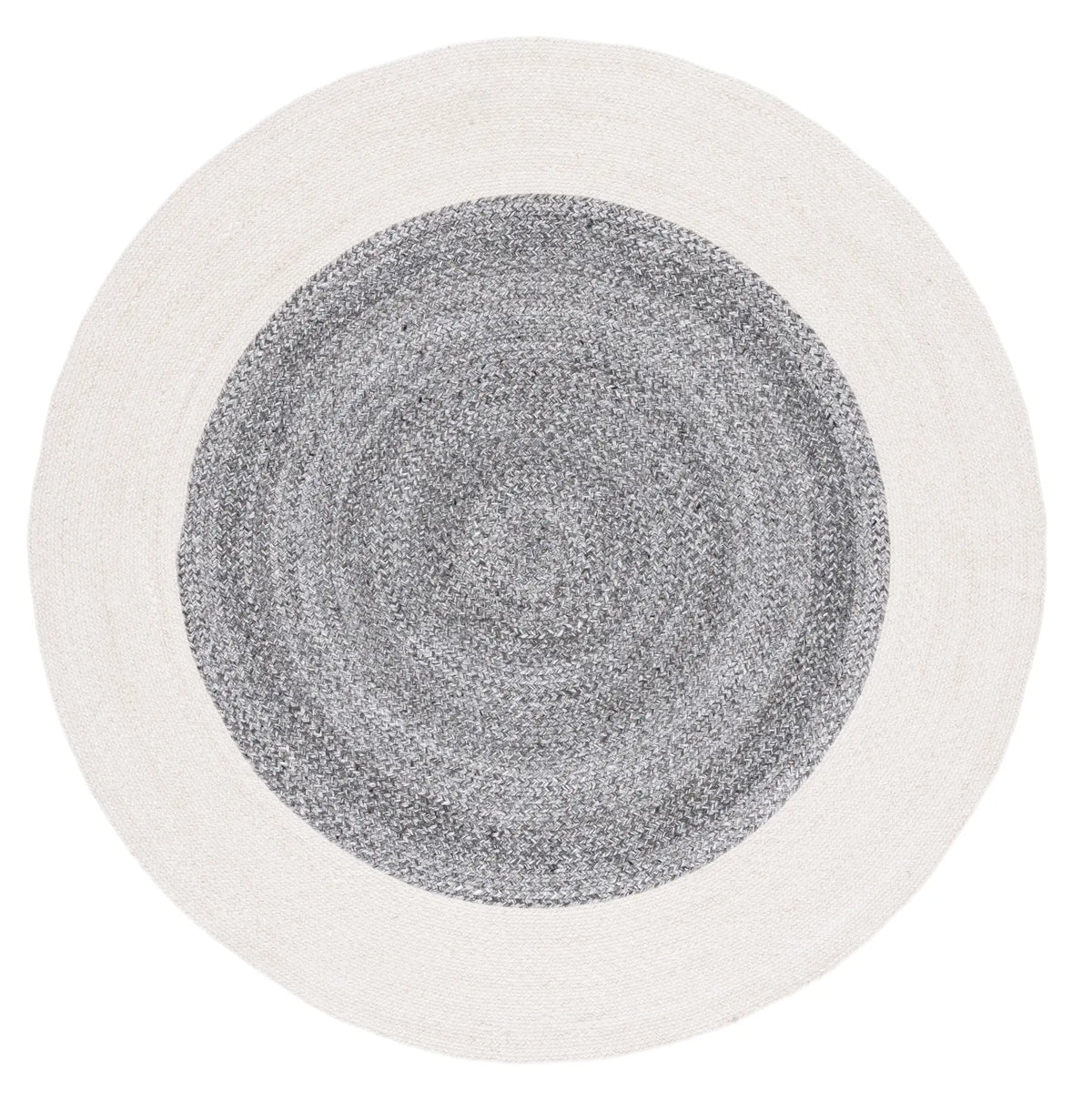 Safavieh Braided 5'-0" x 5'-0" Rug in Dark Grey / Ivory