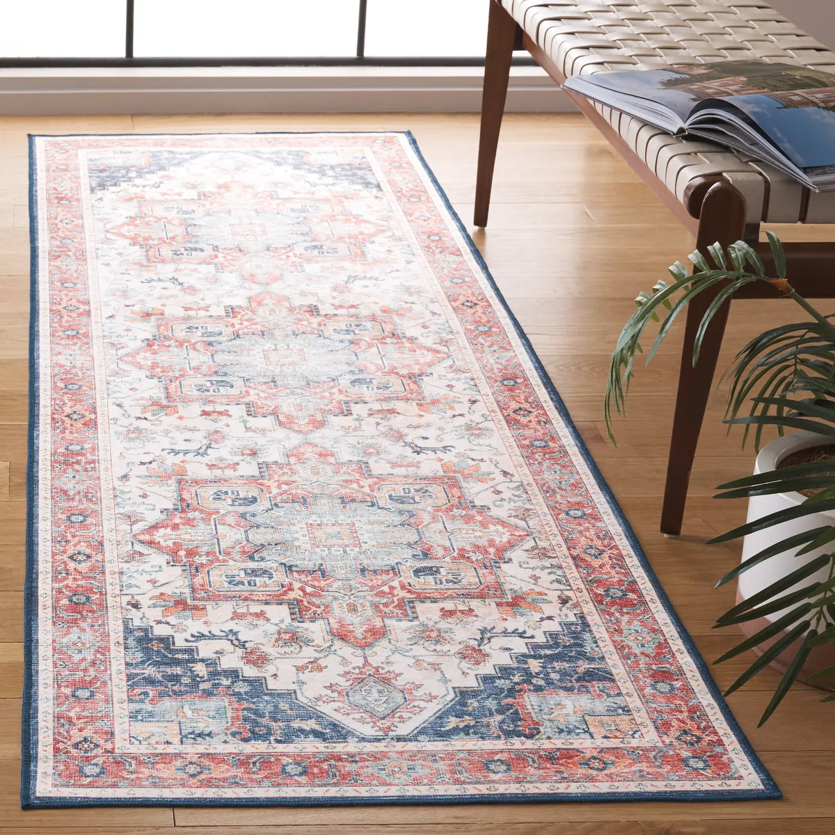 Safavieh Arizona 2'-6" x 8'-0" Rug in Rust / Dark Blue