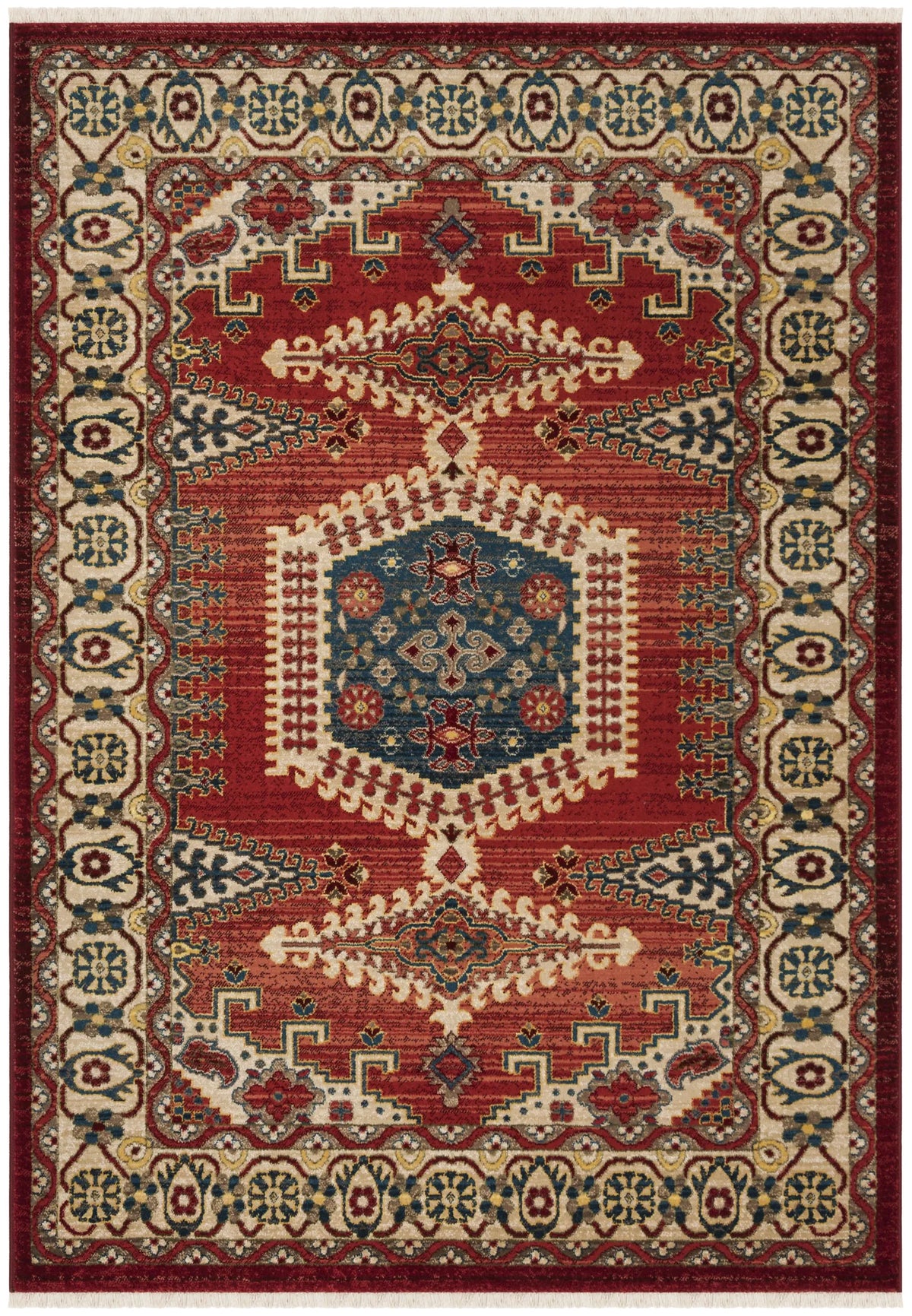 Safavieh Kashan 5'-1" x 7'-5" Rug in Red / Ivory