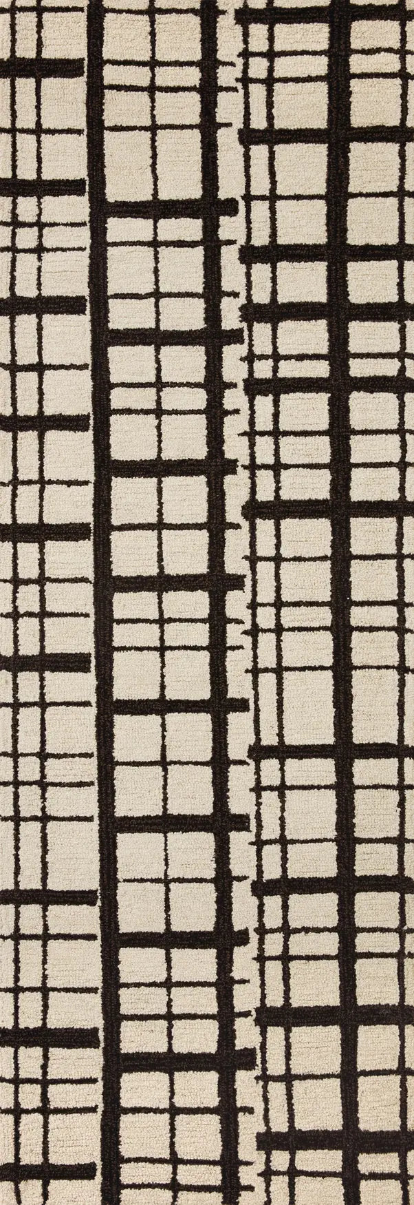 Chris Loves Julia x Loloi Polly POL-02 Black / Ivory Rug - runner flat