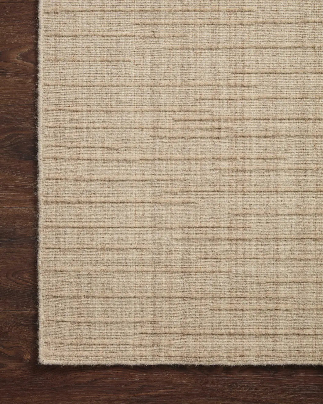 Loloi Brooks Bro-01 Oatmeal Rug - corner on wood