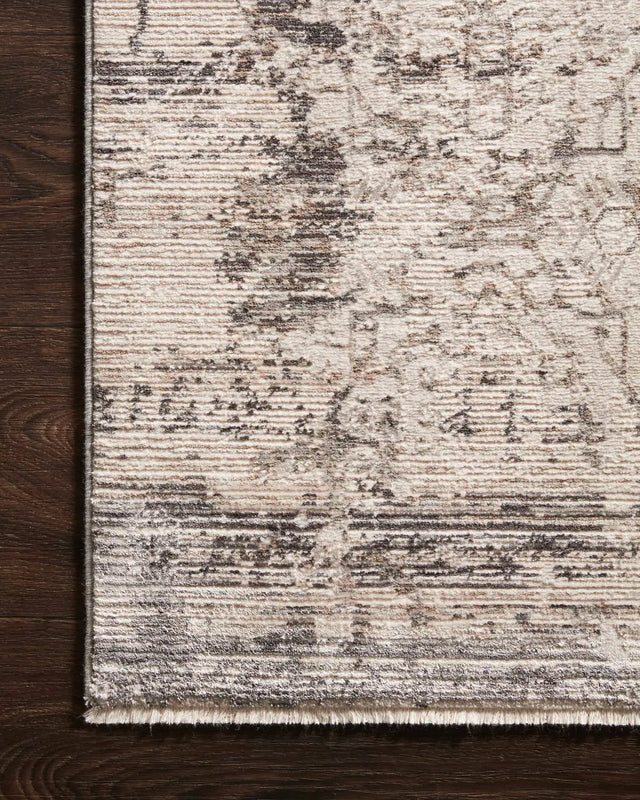 Loloi Homage Hom-01 Graphite/Beige Rugs - corner on wood