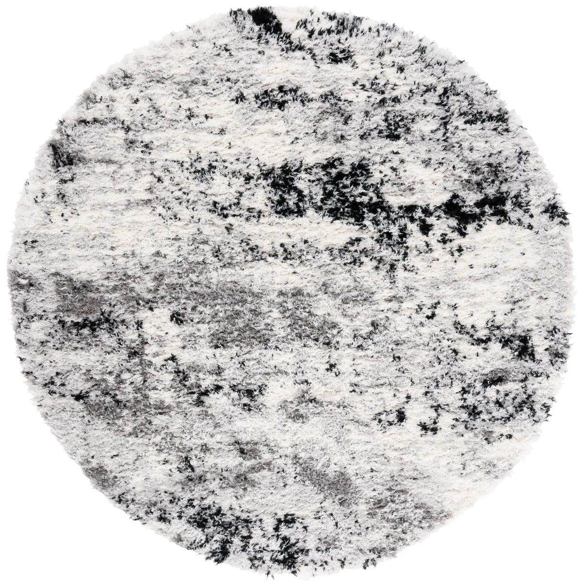 Safavieh Lindsay Shag 6'-7" x 6'-7" Rug in Grey / Black Ivory