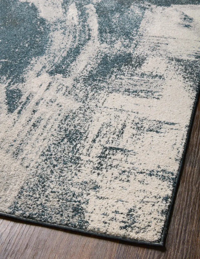 Loloi Spirit Spi-04 Indigo/Ivory Rugs - angled corner on wood