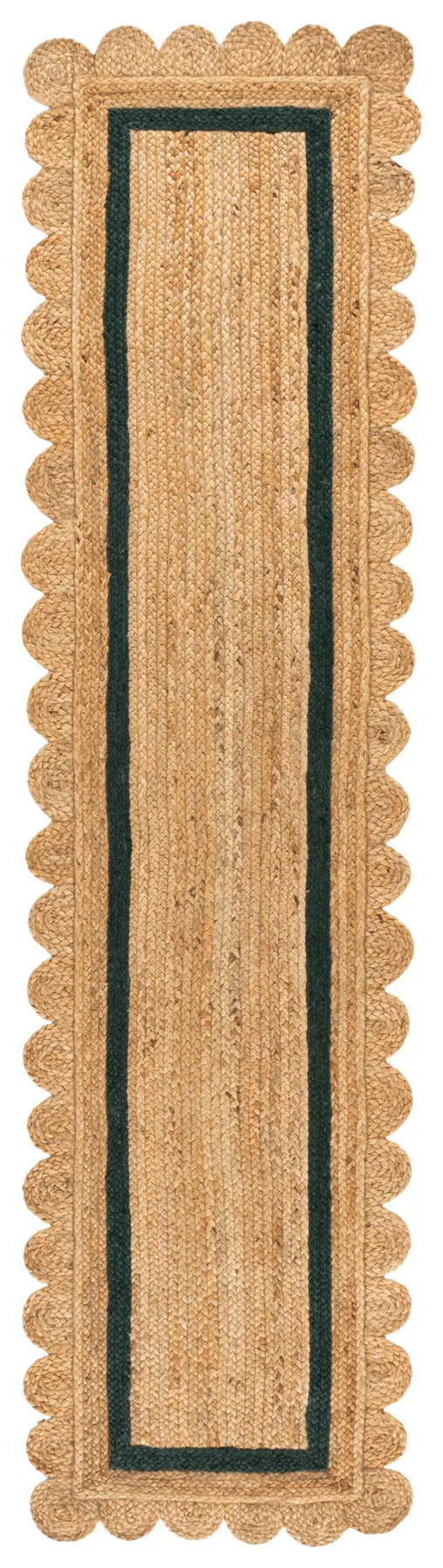 Safavieh Natural Fiber 2'-3" x 9'-0" Rug in Natural / Dark Green