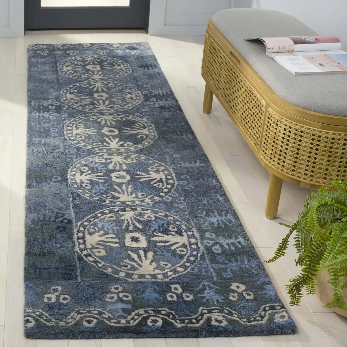 Safavieh Anatolia 2'-3" x 8'-0" Rug in Navy / Beige