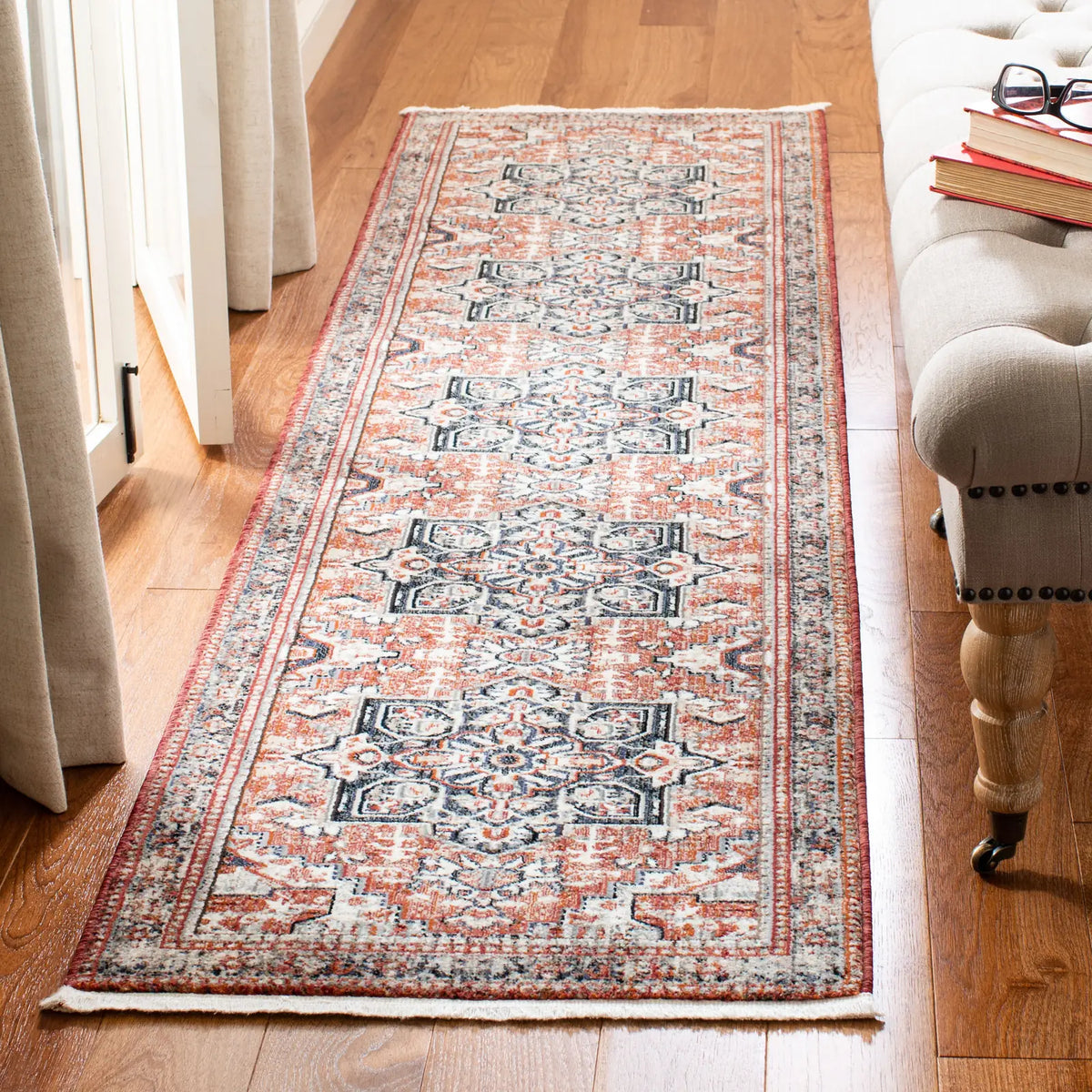 Safavieh Herat 300 2'-0" x 8'-0" Rug in Rust / Black