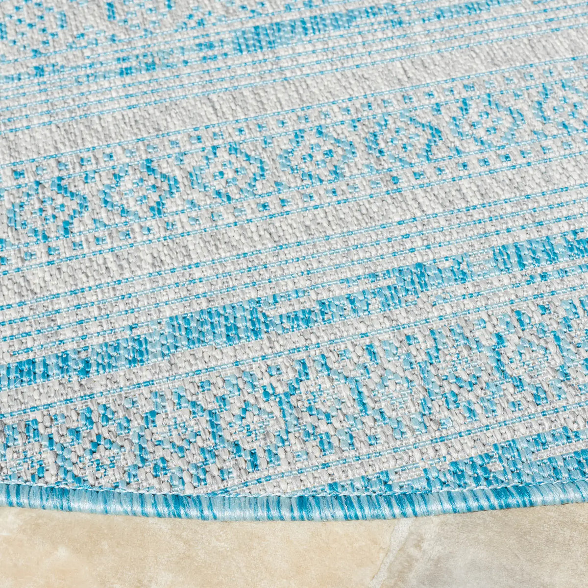 Safavieh Courtyard 6'-7" x 6'-7" Rug in Aqua / Grey