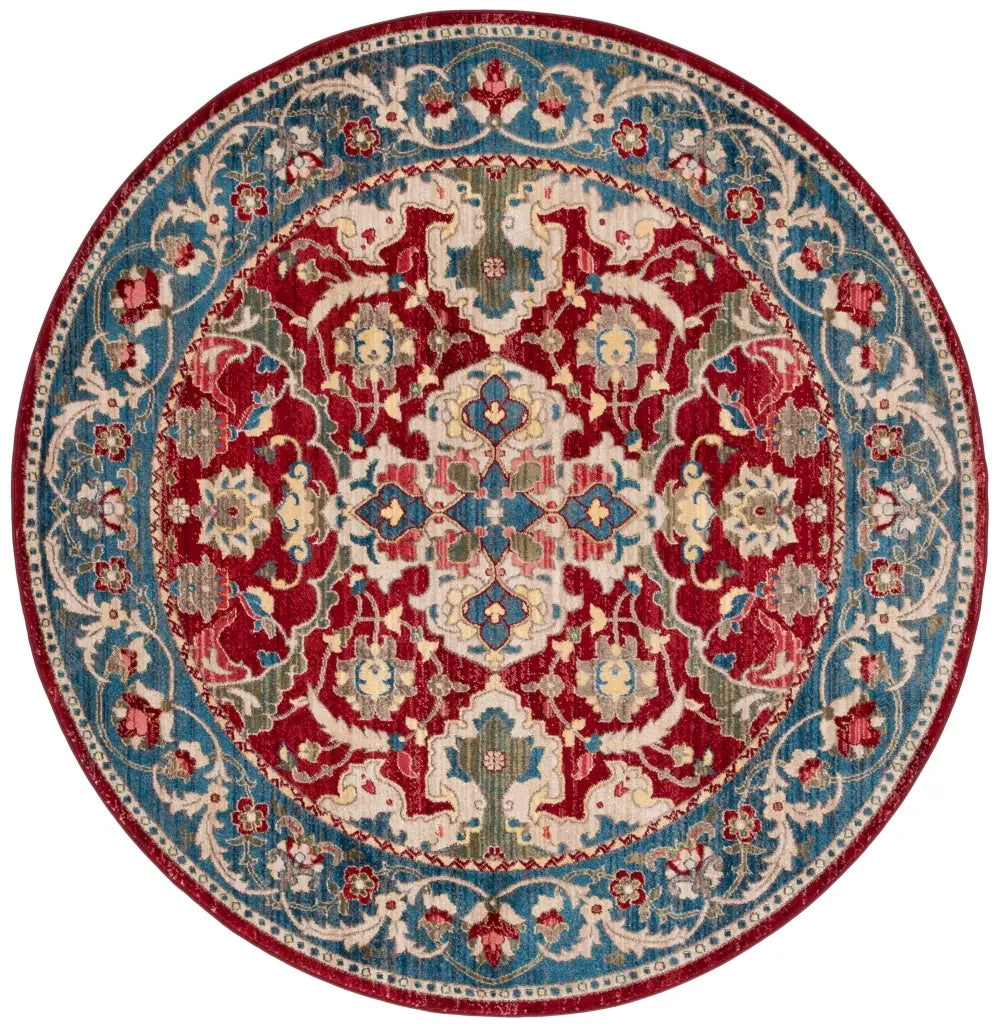 Safavieh Kashan 6'-7" x 6'-7" Rug in Red / Blue