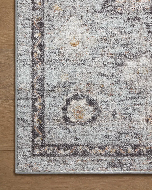 Loloi Monroe Mon-04 Sky/Gold Rug - corner on wood