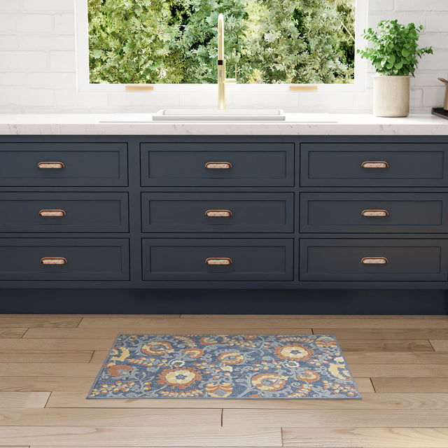 Nourison Aloha ALH17 Machine Made Blue, Rose Rug