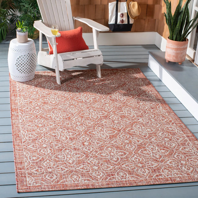 Safavieh Courtyard 5'-3" x 7'-7" Rug in Rust / Light Grey