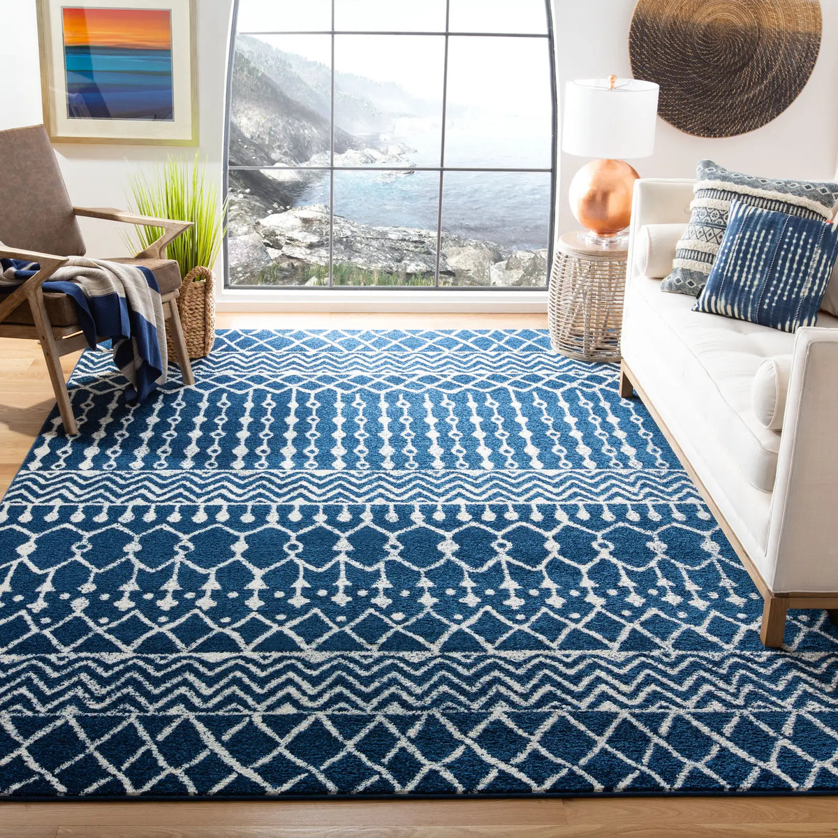 Safavieh Tulum 10'-0" x 13'-0" Rug in Navy / Ivory
