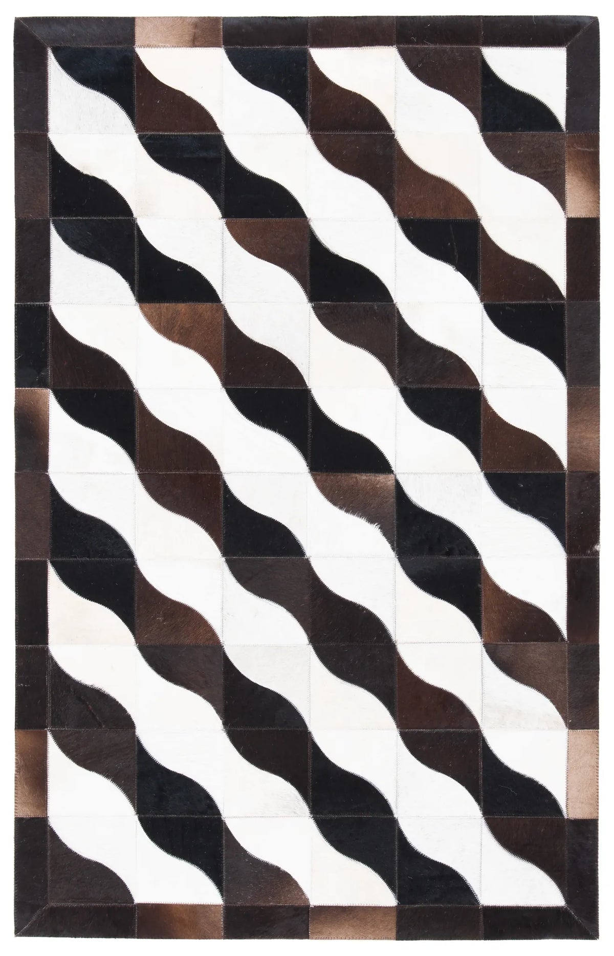 Safavieh Studio Leather 3'-0" x 5'-0" Rug in Black / Ivory