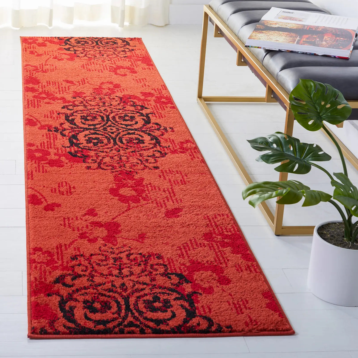 Safavieh Adirondack 2'-2" x 9'-0" Rug in Red / Black