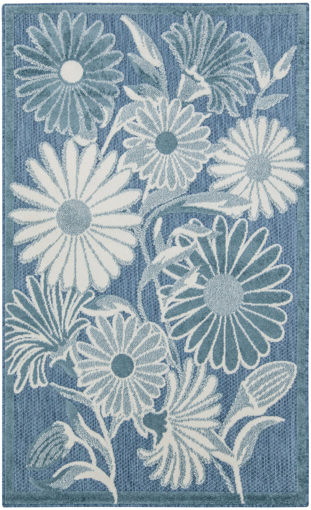 Nourison Aloha ALH33 Machine Made Blue Rug