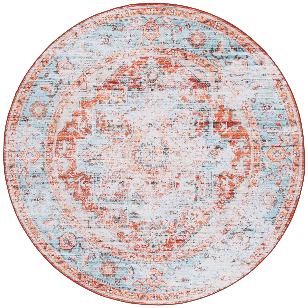 Safavieh Tucson 6'-0" x 6'-0" Rug in Turquoise / Rust