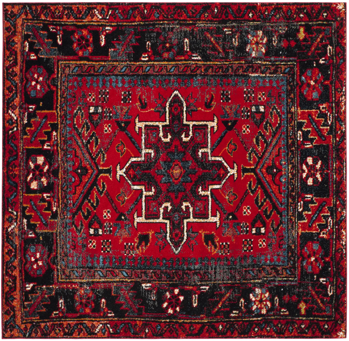 Safavieh Vintage Hamadan 6'-7" x 6'-7" Rug in Red / Multi
