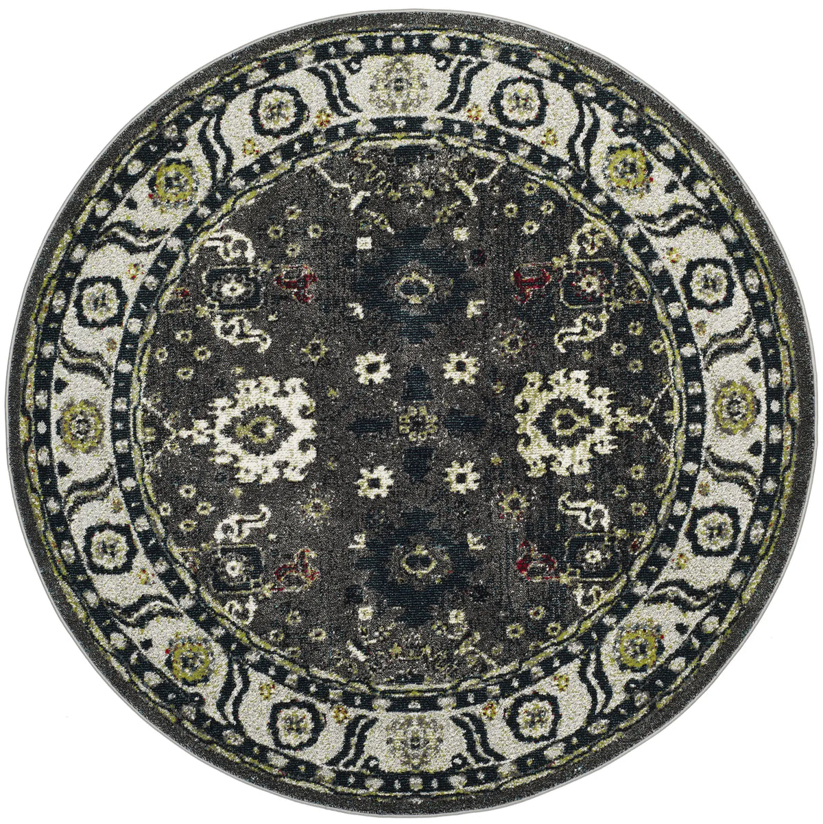 Safavieh Vintage Hamadan 6'-7" x 6'-7" Rug in Dark Grey / Ivory