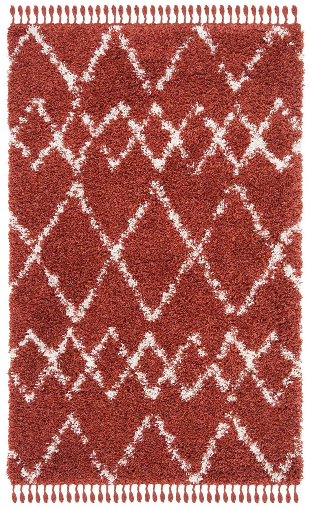 Safavieh Pro Lux Shag 400 4'-0" x 6'-0" Rug in Rust / Creme