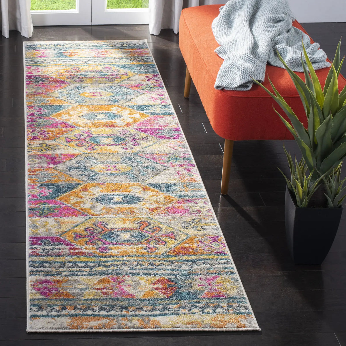 Safavieh Madison 2'-3" x 10'-0" Rug in Blue / Fuchsia