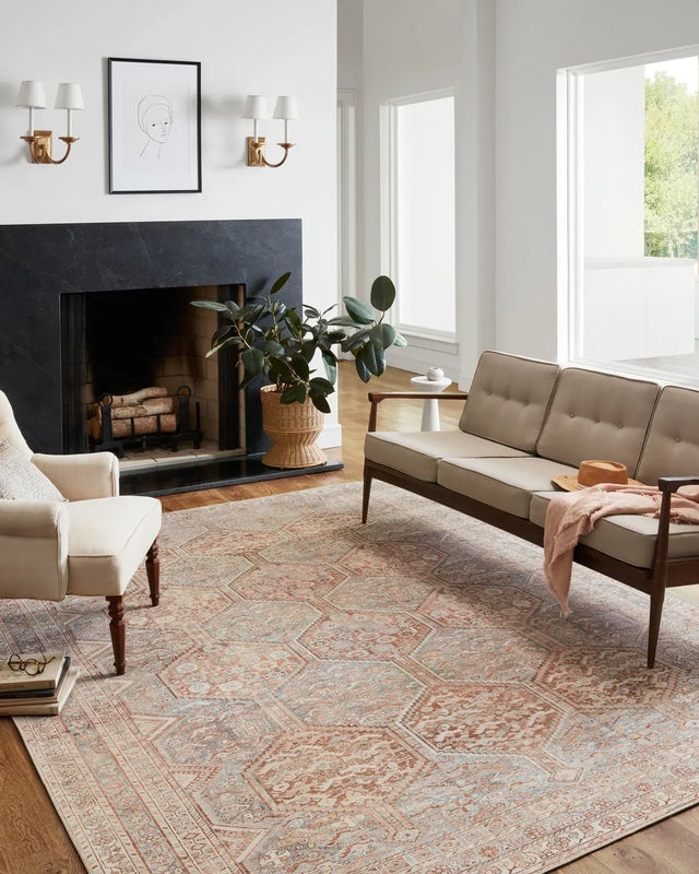 Chris Loves Julia x Loloi Jules 4-Jul Tangerine / Mist Rug - room scene 3