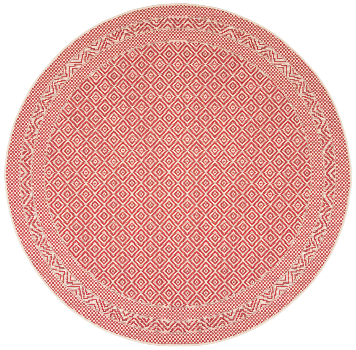 Safavieh Courtyard 6'-7" x 6'-7" Rug in Beige / Red