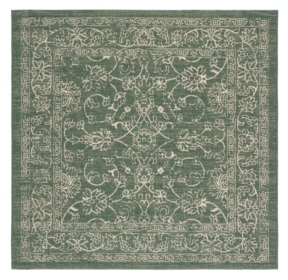 Safavieh Courtyard 6'-7" x 6'-7" Rug in Dark Green / Beige
