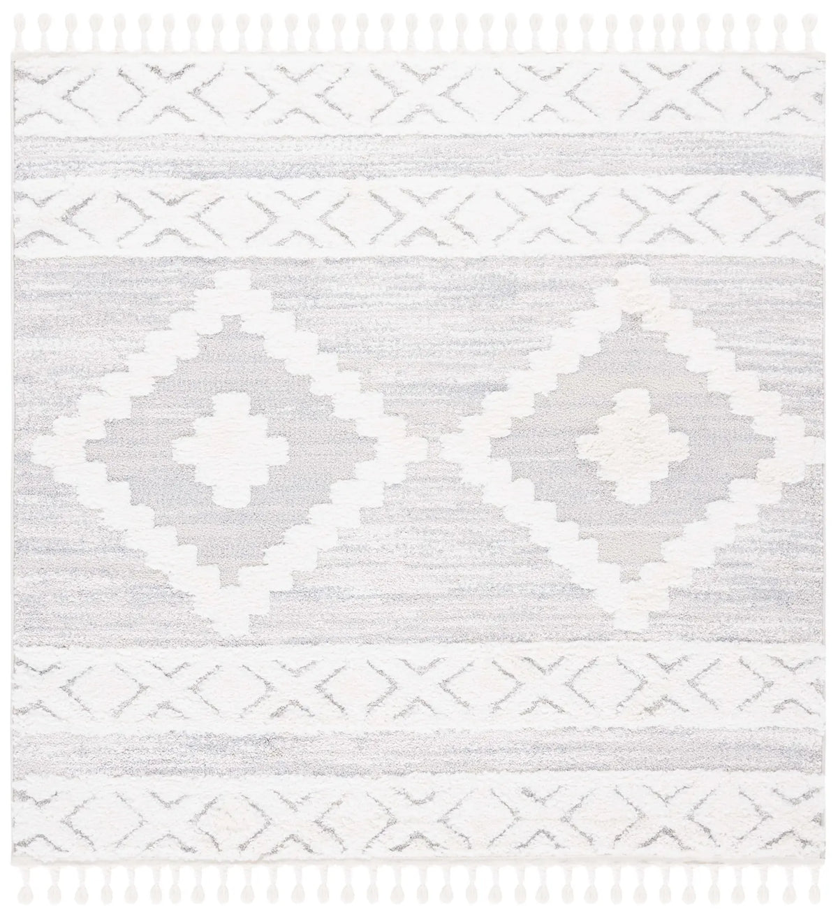 Safavieh Moroccan Tassel Shag 6'-7" x 6'-7" Rug in Ivory / Beige