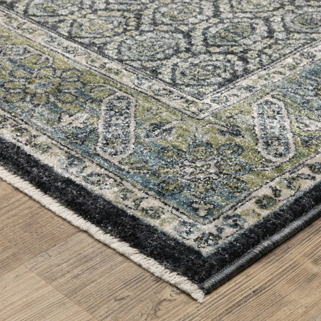 Oriental Weavers Sphinx ELIANA ELI01 Blue Border Rugs - corner detail