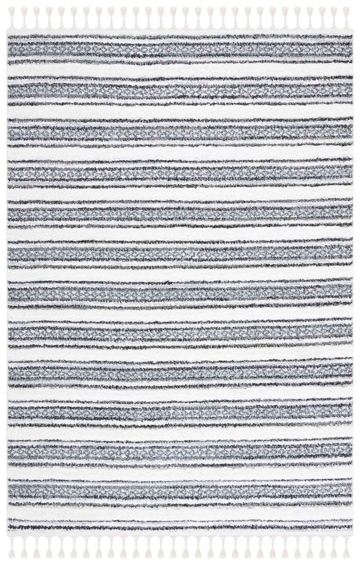 Safavieh Moroccan Tassel Shag 4'-0" x 6'-0" Rug in Grey / Ivory